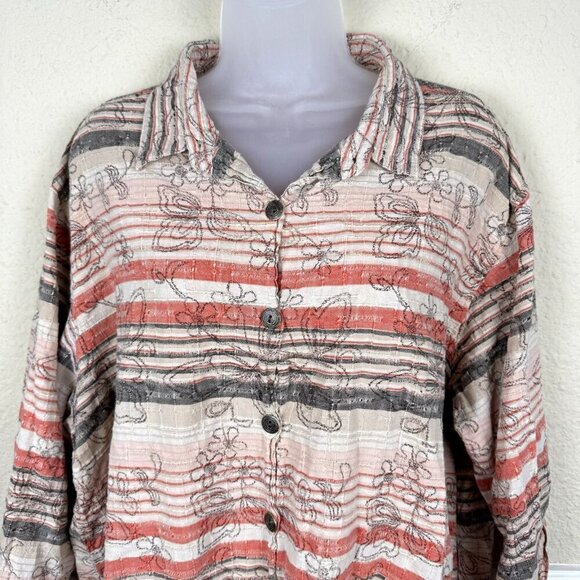 Vintage Maggie & Max Womens Multicolor 3/4 Sleeve Button-Up Shirt Size 3X Artsy - Picture 2 of 8